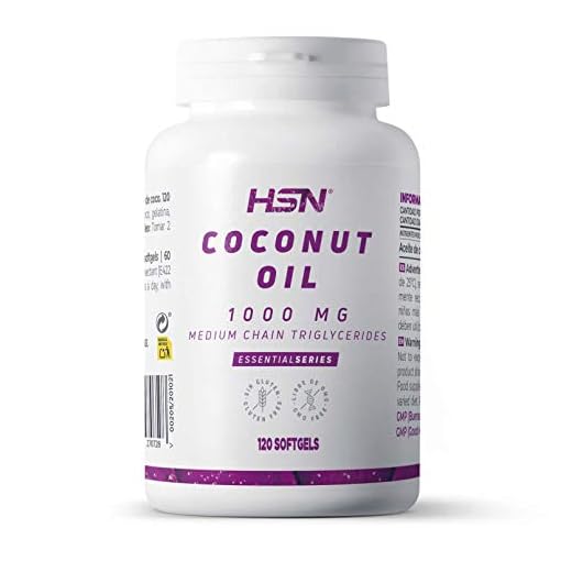 Aceite de Coco 4000 MG en Perlas - Coconut Oil - de HSN | 120 Perlas | Ácidos Grasos de Cadena Media (MCT) | No-GMO, Vegano, Sin Gluten