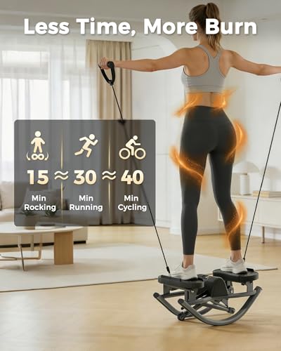 Image of FineWay Upgraded Rock Stepper 2.0 for Exercise at Home, Rocking Stepper Side to Side, Low-Impact Knee-Friendly Exercise Machine with Resistance Bands, LCD Monitor & 330 LBS Capacity, Full Body Workout