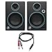 Mackie CR3 CR Series 3" Creative Reference Multimedia Monitors (Pair) Custom Blue with Monoprice 1/8" TRS Male to Two 1/4" TS Male Cable, 3 Feet