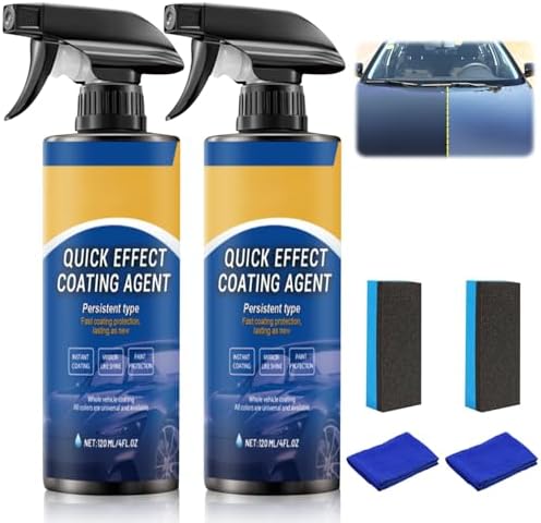 Diinou 2Pcs Advanced Car Quick-Acting Coating Agent Spray, Car Coating Spray, 2025 New Quick Effective Coating Spray,Car Scratch Wax Polish Spray Waterless Wash, Oil Film Emulsion Glass Cleaner