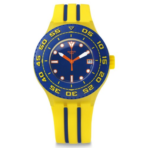 Orologio da uomo della marca Swatch con cassa in plastica dona a ogni outfit un tocco unico.