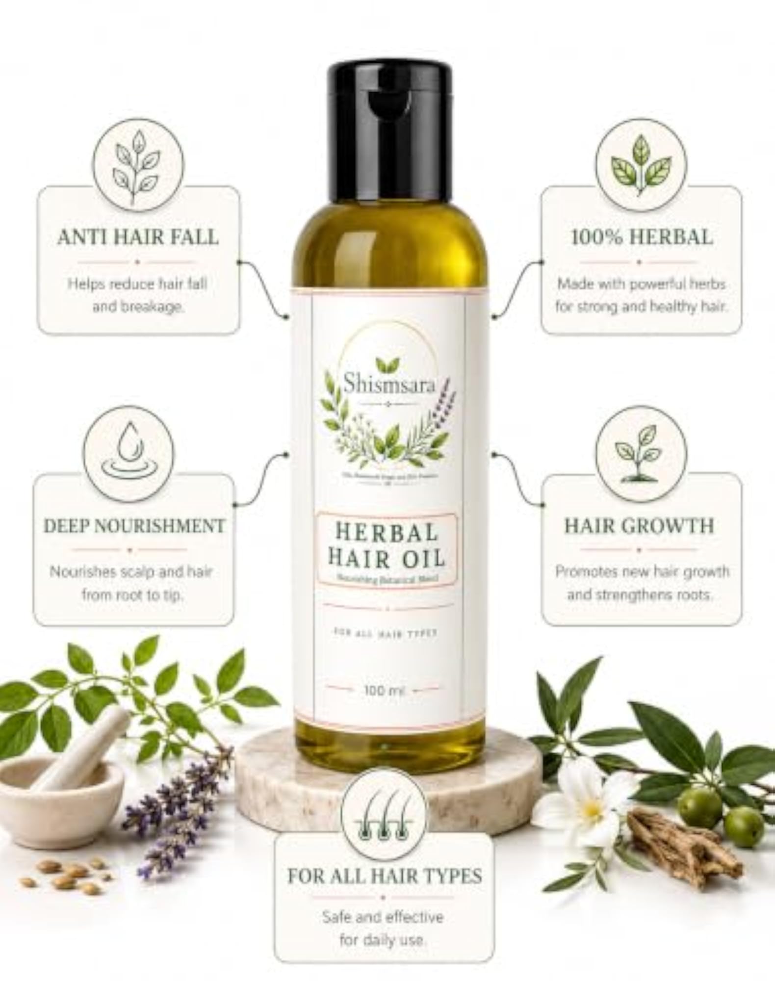 Rosemary Hair Oil for Hair Fall Control, 100ml