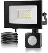 Світлодіодний вуличний прожектор з детектором руху, 20W 2000LM LED зовнішній прожектор, 3000K теплий білий проекція...
