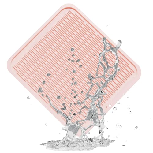 ZLR Oversized Silicone Dish Drying Mat for Kitchen, 16"x18", Peach Pink