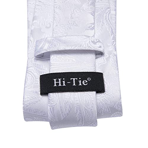Image of Hi-Tie Paisley Floral Ties Set for Men Silk Mens Stripes Necktie Pocket Square Cufflinks Set Formal Business