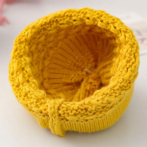 Toddler Baby Boys Girls Winter Hat Kids Ear Flap Pompom Knitted Hat Outdoors Cap (Color : Yellow, Size : 6-24 Months) #TOP3