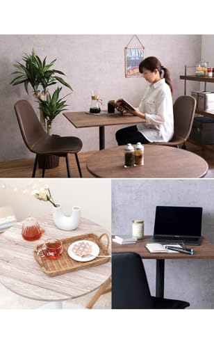 ダイニングテーブル カフェテーブル ダイニング 食卓 【木目調天板×スチール脚】 円形 丸 インダストリアル 幅60 ブラウン [4]
