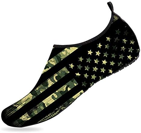 Breathable Barefoot Aqua Socks American Flag Camouflage Grunge Style Mens Womens Water Shoes Quick-Dry Shoes for Running Walking Kayaking Yoga