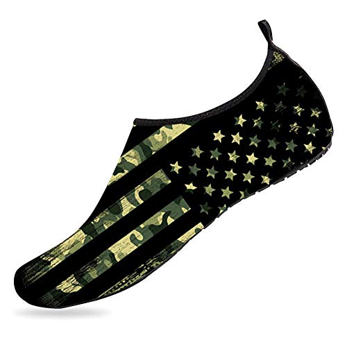 Breathable Barefoot Aqua Socks American Flag Camouflage Grunge Style Mens Womens Water Shoes Quick-Dry Shoes For Running Walking Kayaking Yoga #TOP15