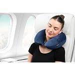 Brookstone Microbead Travel Head and Neck Pillow Lightweight and Plush with Phone or Headphone Pocket, Blue - Image 2