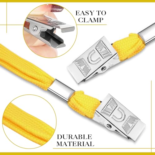 Image of Marspark 100 Sets 4 inchx3 inch Name Badge Holder with Lanyard Bulk, Yellow