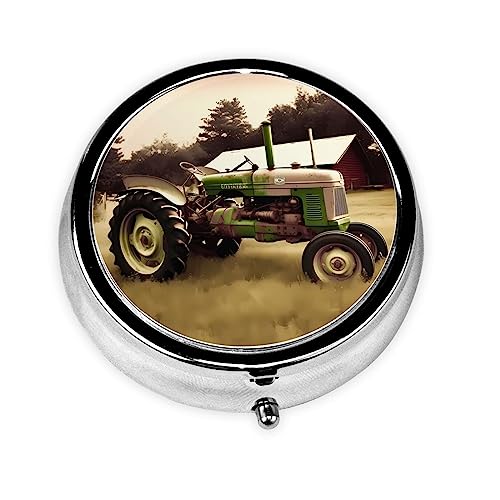 Old Tractor Photo Farm Print Round Pill Box 3�R���p�[�g�����g �|�[�^�u�� �~�j�s���P�[�X �������s���I�[�K�i�C�U�[ �s���R���e�i �|�P�b�g�p�[�X �I�t�B�X ���s�p
