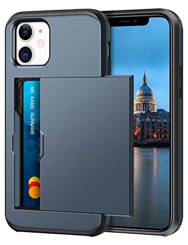 Coolden Compatible with iPhone 12 Case Wallet Cover Shockproof Protective Case Rubber Bumper Phone Card Holder Wallet Case Cover Compatible with iPhone 12/12 Pro (Navy)