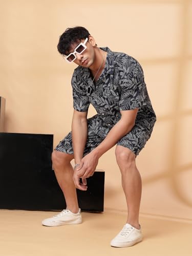 Image of Rigo Printed Co-Ord Set for Men's | Casual Shirt & Shorts Night Suit Set | Lounge-wear Nightdress Pajama Set for Men's | Night Wear, Beach Wear, Vacation Wear Outfit