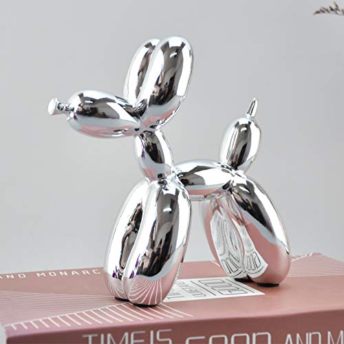 Shiny Balloon Dog Metallic Finish Animal Art Sculpture Statue Abstract Fashion Resin Craft Art For Statue Home Decoration (Silvery) #TOP1
