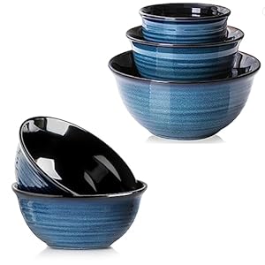 Hasense Large Serving Bowls 84 Oz – 2 PCS and Nesting Mixing Bowls 20+40+84 Oz – 3PCS Combination Bowls Set
