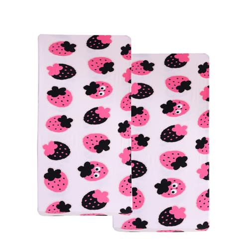 Image of Soft Skin-Friendly Cute Strawberry Printed Crib Sheet for Boys Girls,2 Pack Crib Mattress Sheet or Toddler Bed Sheet, Baby Fitted Crib Sheet (Pink Strawberry)