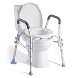VEVOR Sedile WC Rialzato da Bagno con Braccioli e Capacità di Carico di 136 kg e 4 Gambe, Sedile WC Rialzato Universale Regolabile in Altezza con Paraspruzzi per Anziani, Donne Incinte