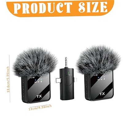 Wireless Microphones, 3 in 1 Lavalier Microphone with Noise Cancellation 3.5 mm Microphone 2 Pack Mini LED Display Mic for Interview, ASMR, Video and Podcasting