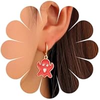 Inilbran Boho Rojo Resina Fantasma Pendientes Colgantes Vintage