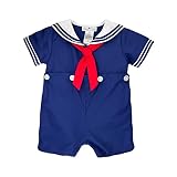Petit Ami Baby Boys’ 2 Piece Nautical Bobby Suit with Collar, 6 Months, Navy