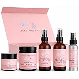 Irene Organics Belly Bundle – 5 Piece Pregnancy Skincare Gift Set with Organic Belly Butter & Natural Body Oil for Stretch Marks (5 piece set)