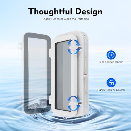 Sengfwin 40 x 20 cm Fenêtre Rectangulaire Boots Yacht Fenêtre Ouverture Portlight Verre Trempé pour Marine Bateau Yacht Verre Trempé Fenêtre Résistant aux UV pour Bateau Bateau – vue 3