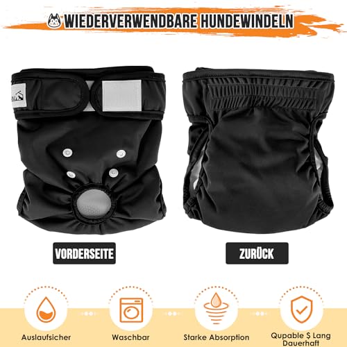 Eyein 3 Stück Hundewindeln für Hündinnen, Wiederverwendbare und Hochsaugfähige läufigkeitshose für hündinnen, Waschbare hundehöschen mit zweifacher Anpassung für Läufigkeit & Inkontinenz (#1, XS)