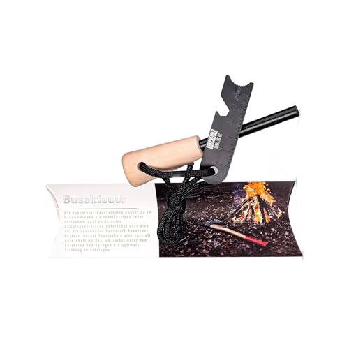 BUSCHFEUER Feuerstahl Outdoor Bushcraft - Feuerstein Feueranzünder Fire Steel mit Funken bis 3000 °C - zuverlässiger Feuerstarter für Survival -...