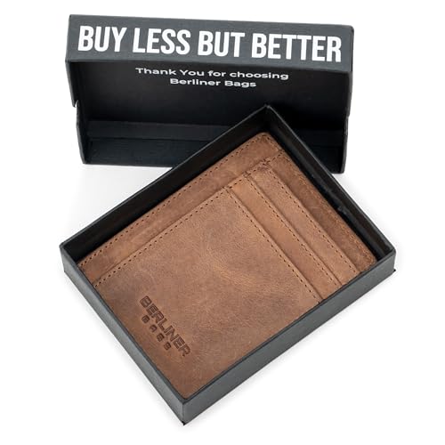 Image of BERLINER BAGS Slim Leather Front Pocket Wallet Men Karl, Gift Box, Brown