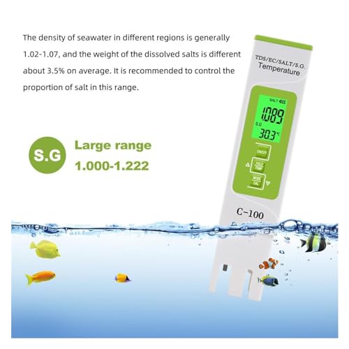 Testeur de qualité l'eau 5 en 1 multi-paramètres salinité et SG