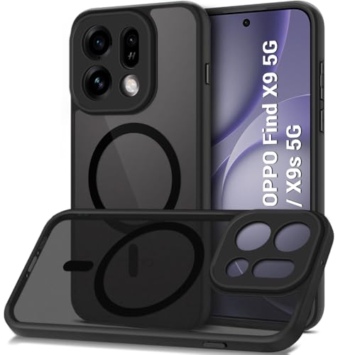 Image of TheGiftKart Hybrid Shockproof Back Cover Case for Oppo Find X9 5G / X9s 5G Compatible with MagSafe | Camera Protection Module | Hard Back Cover (PC & TPU, Translucent Smoke Matte Back, Black Sides)