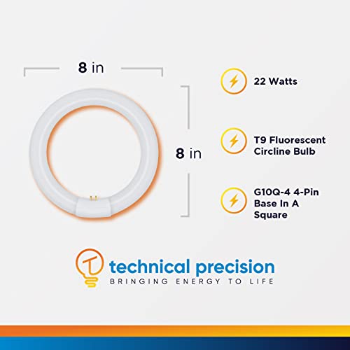 Technical Precision Replacement for Dazor 8mc-300 Light Bulb 8 Inch Circline Bulb with G10Q-4 4 Pin Base in A Square - 4100K Cool White Circline Fluorescent Bulb - 1 Pack
