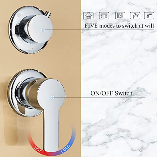 Fcoteeu Shower Panel Tower System Bathroom Shower Tower With Led Rainfall Waterfall Shower Head Body Massage Jet Areas Handheld Shower Tub Spout Stainless Steel Shower Column Brushed Gold #TOP1