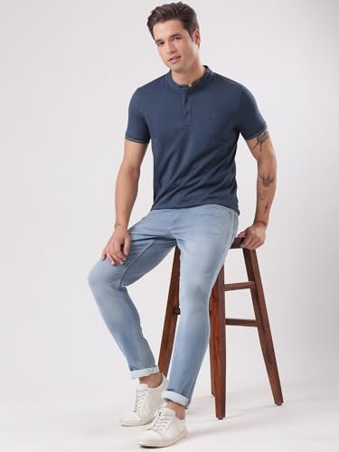 Image of TURMS Men's Cool Tech Jeans All Degree Anti Odor UV Protectant Travel Edition Mid Rise Denim Pants | Stretchable Comfort Cotton Rich