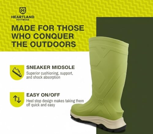 Image of Heartland Leader Outdoor Waterproof Boots for Men and Women - Work, Hiking, and Fishing Boots with Cushioned Footbed and Midsole, Traction Outsole