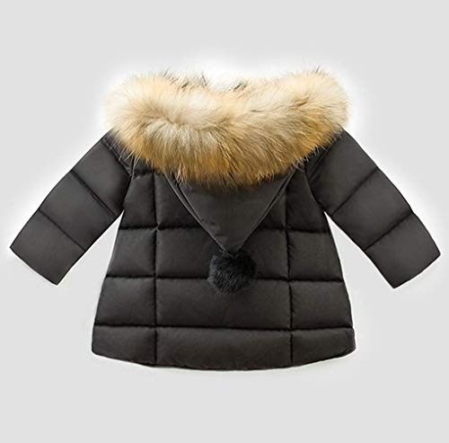 Cjmjxph Baby Boys Girls Hooded Snowsuit Winter Warm Fur Collar Hooded Down Windproof Jacket Outerwear (Black, 6-12 Months) #TOP1