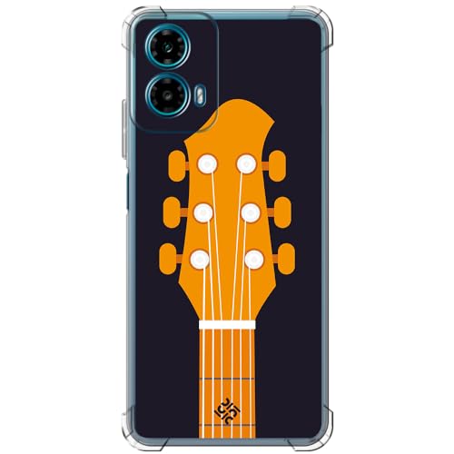 ms móvil shop Movilshop Coque Antichoc pour Motorola Moto G34 5G Music Design [Manche et pagaie de Guitare] Coins renforcés en Silicone, épaisseur 1,5 mm, Flexible, Transparent, Pare-Chocs en Gel TPU