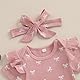 Loalirando Neugeborene Baby Mädchen Sommer Kleidung Set Kurzarm Gerippt Body + Shorts + Stirnband Bekleidungssets für Baby-Mädchen (Weiße Kleine Schleife Rosa, 3-6 Monate)