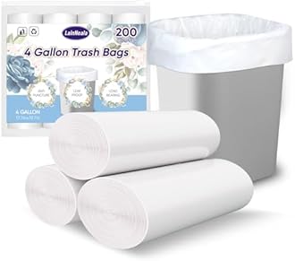 Small Trash Bags 4 Gallon, 200 Count Small Garbage Bag Bathroom White Mini Trash Bag Trash Can Liners Unscented Garbage Bags for Bathroom Can