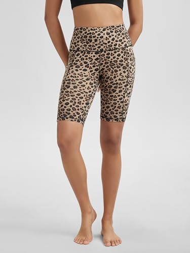 ODODOS 10" Tummy Control Yoga Shorts for Women with Pockets High Waist Athletic Workout Biker Shorts, Leopard, XX-Large - Thumbnail 4