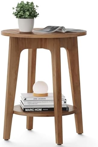 VASAGLE MAEZO Collection - Side Table, 2-Tier Small Round End Tab...