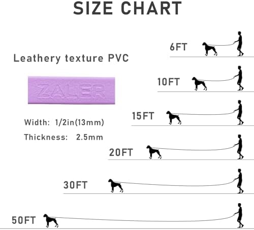 ZALER Long Dog Leash Waterproof Training Leashes 50ft 30ft 20ft 15ft 10ft 6ft, Odor Proof Recall Long Line Lead with Aviation Aluminum Carabiner Clip for Small, Medium, Large Dogs (15FT, Purple) - 3