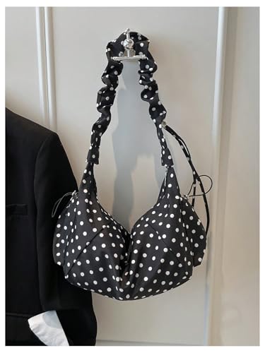 Bolso tote vintage negro con lunares de mujer miniatura 5