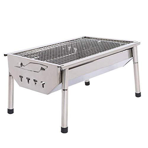 Chinashow Portable Thickened Outdoor Stainless Steel Folding Charcoal Picnic BBQ Grill Small Size