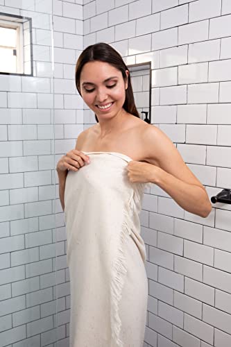 Infusezen Thin Turkish Towel With Cream Heathered Design - Terry Cloth Backed 100% Cotton Lightweight Towel For Bath Or Beach – Large Peshtemal 36” – 64” (Cream) #TOP3