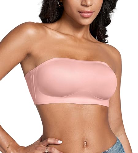 Image of DEANGELMON Strapless Bras for Women Non-Slip Silicone Bandeau Seamless Tube Top Bralette Comfy Non Padded Stretchy Stylish