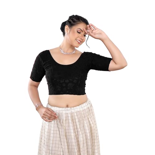 Image of Stay On Trend: Fashion Readymade Blouses for Women,Round Neckline Terry Jacquard Fabric.