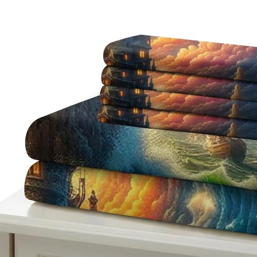 Housse de couette fermeture éclair cachée motif phare 3D douce
