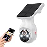 HopeFlex Solar Powered WiFi Security Camera, 1080p, Pan Tilt, AI Motion Detection, Colour Night Vision, 2-Way Talk, Battery Powered (White)